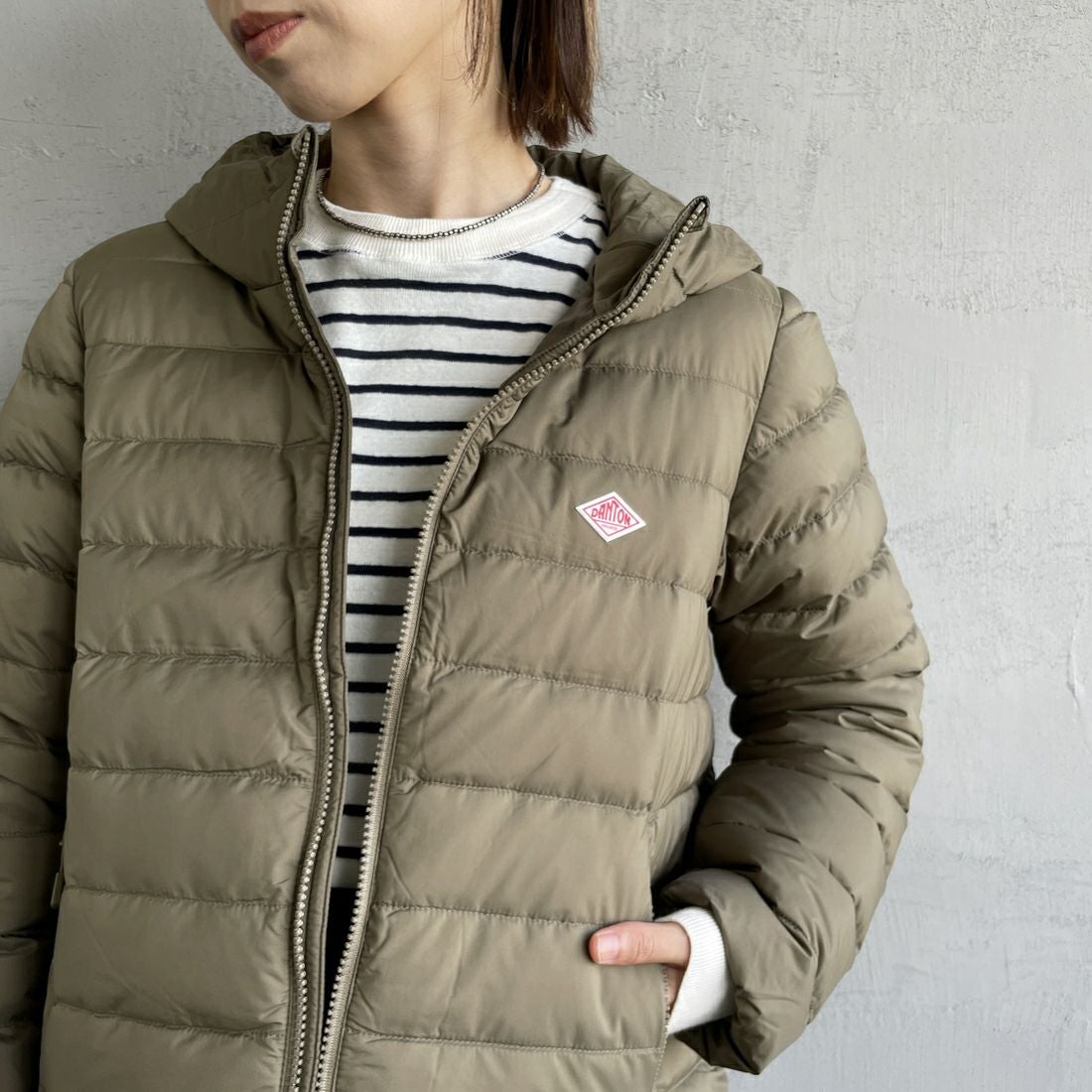 DANTON [ダントン] ミドルダウンフードジャケット [DT-A0563NRP] KHAKI BROW
