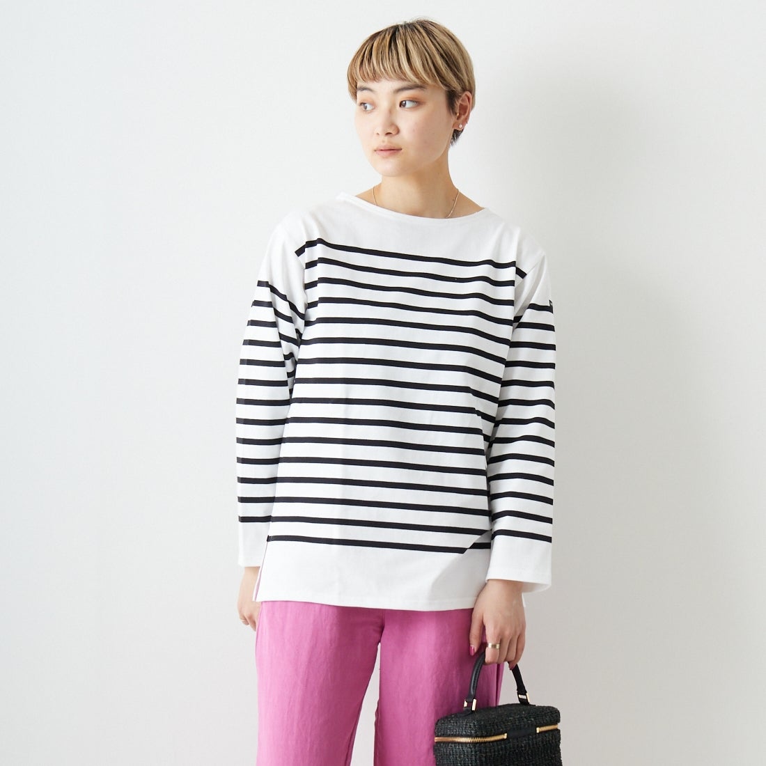 ST.JAMES [セントジェームス] NAVAL ナヴァル ロングスリーブTシャツ [99JC162-1R] NEI/NOI &&モデル身長：160cm 着用サイズ：3&&