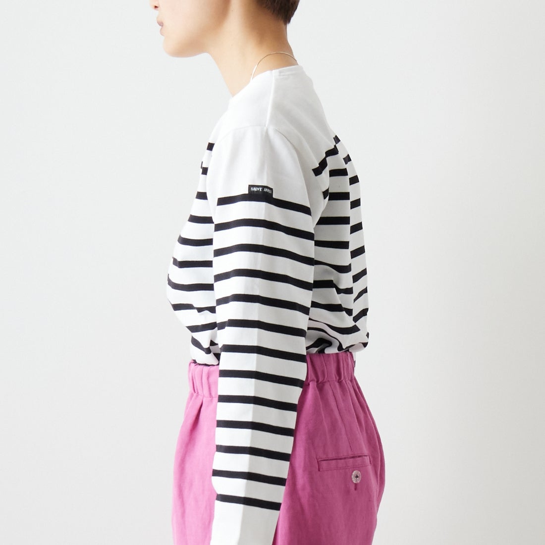 ST.JAMES [セントジェームス] NAVAL ナヴァル ロングスリーブTシャツ [99JC162-1R] NEI/NOI &&モデル身長：160cm 着用サイズ：3&&