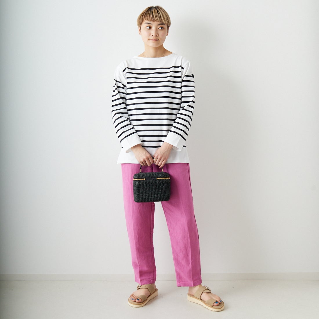 ST.JAMES [セントジェームス] NAVAL ナヴァル ロングスリーブTシャツ [99JC162-1R] NEI/NOI &&モデル身長：160cm 着用サイズ：3&&