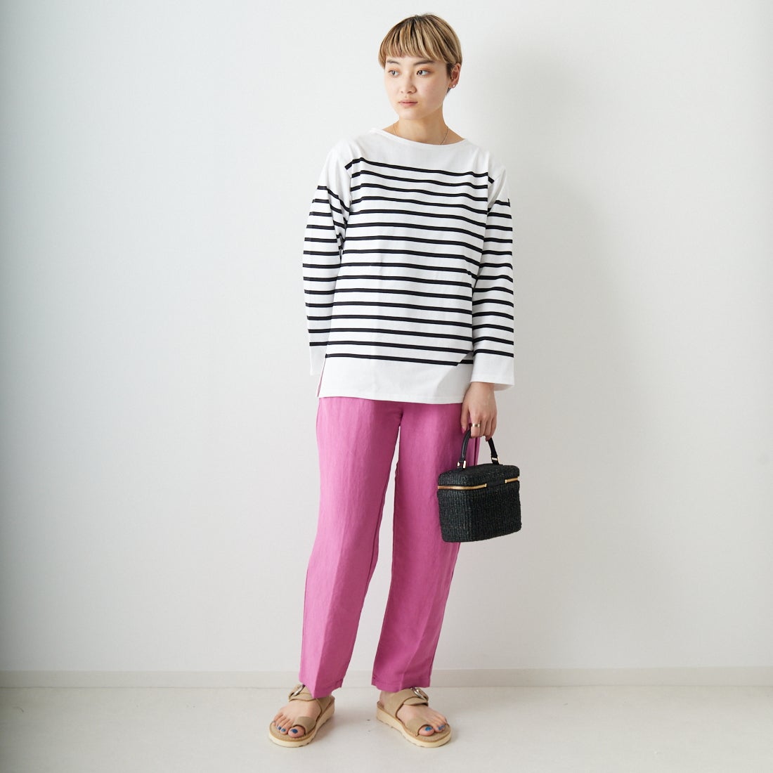 ST.JAMES [セントジェームス] NAVAL ナヴァル ロングスリーブTシャツ [99JC162-1R] NEI/NOI &&モデル身長：160cm 着用サイズ：3&&