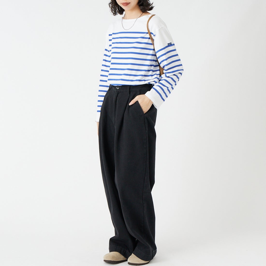ST.JAMES [セントジェームス] NAVAL ナヴァル ロングスリーブTシャツ [99JC162-1R] NEI/GIT &&モデル身長：162cm 着用サイズ：3&&