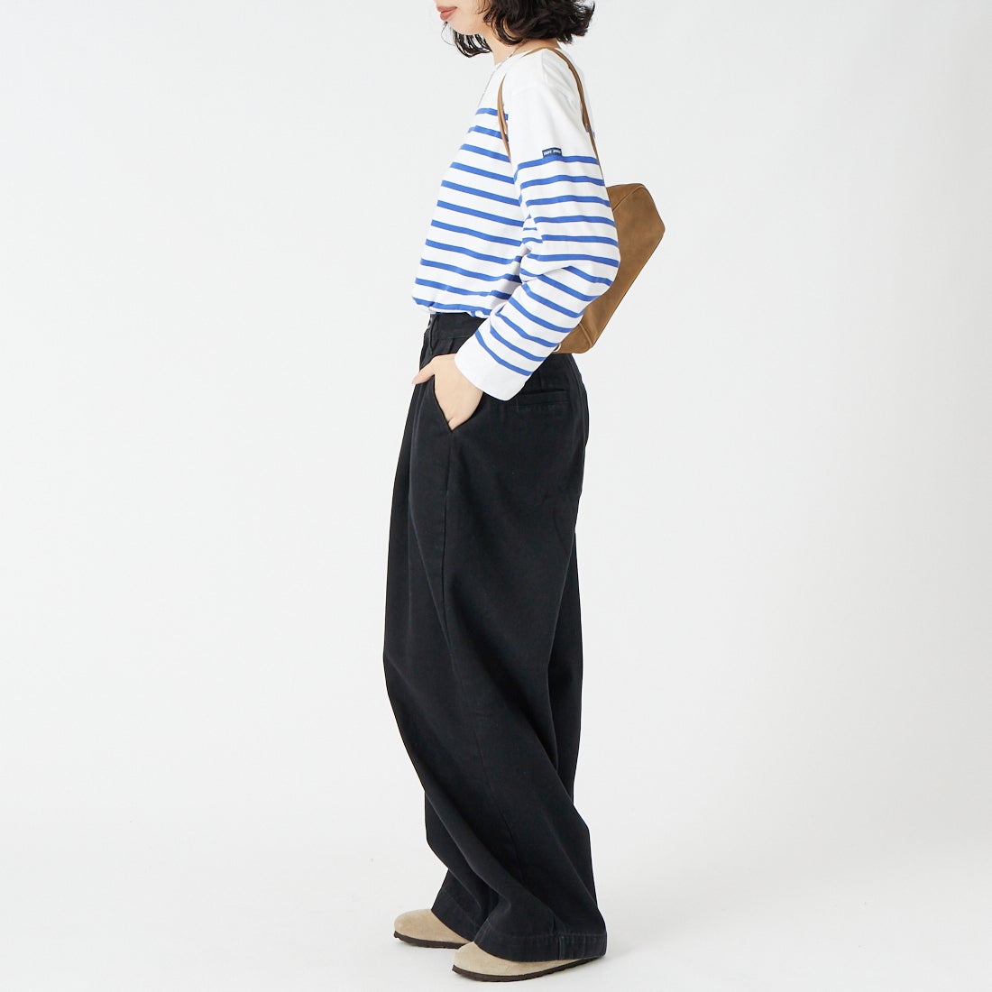 ST.JAMES [セントジェームス] NAVAL ナヴァル ロングスリーブTシャツ [99JC162-1R] NEI/GIT &&モデル身長：162cm 着用サイズ：3&&