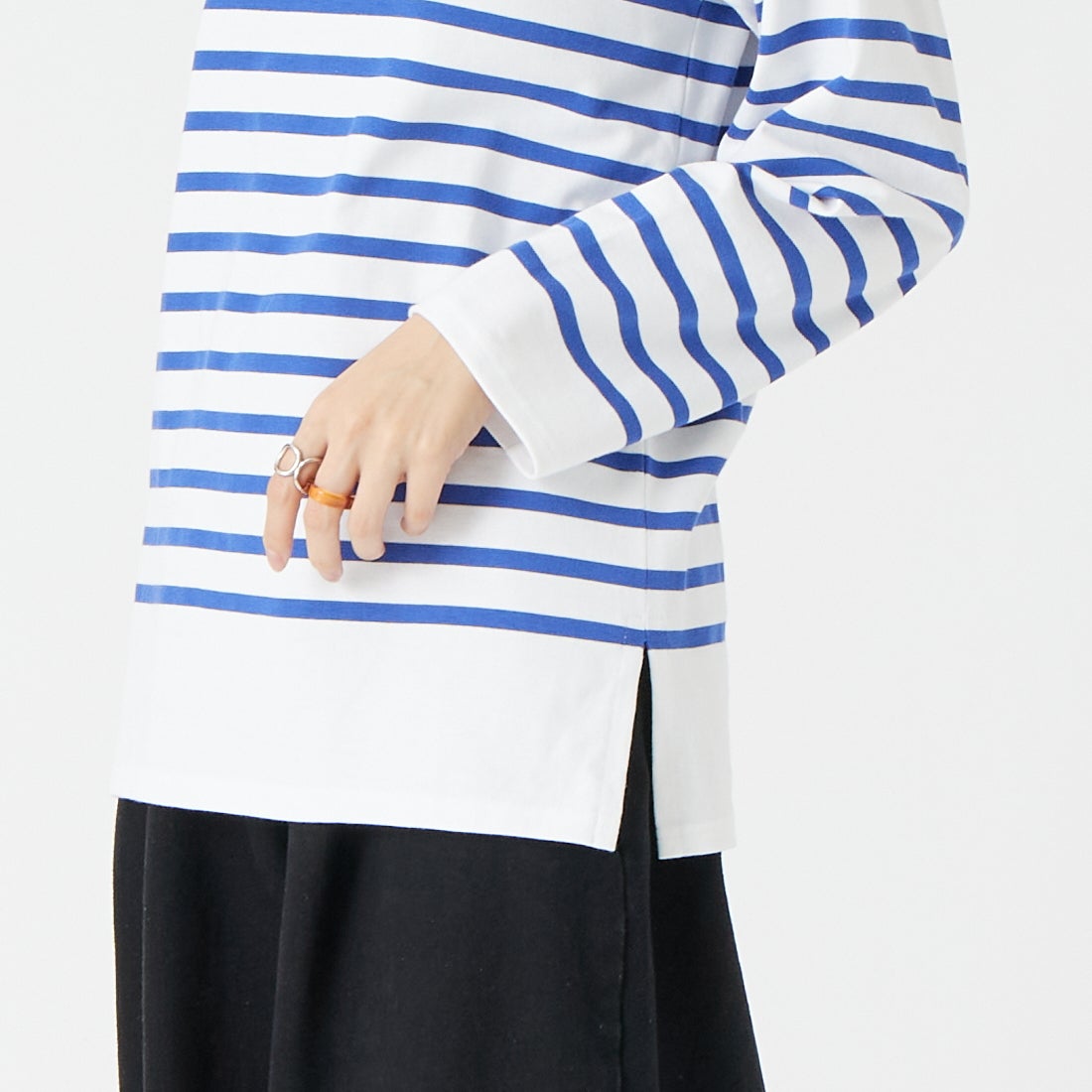 ST.JAMES [セントジェームス] NAVAL ナヴァル ロングスリーブTシャツ [99JC162-1R] NEI/GIT &&モデル身長：162cm 着用サイズ：3&&