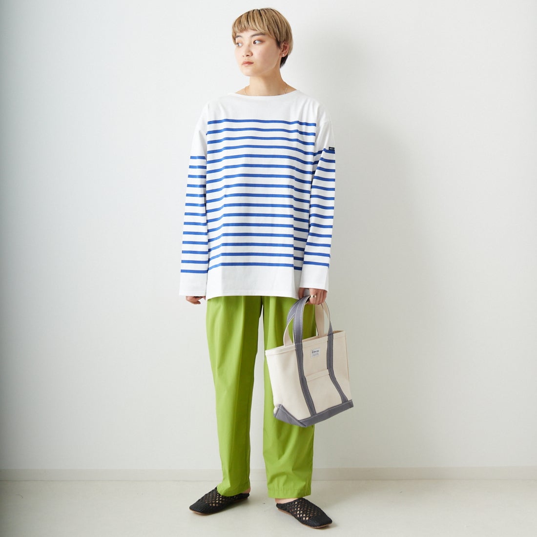 ST.JAMES [セントジェームス] NAVAL ナヴァル ロングスリーブTシャツ [99JC162-1R] NEI/GIT &&モデル身長：160cm 着用サイズ：7&&