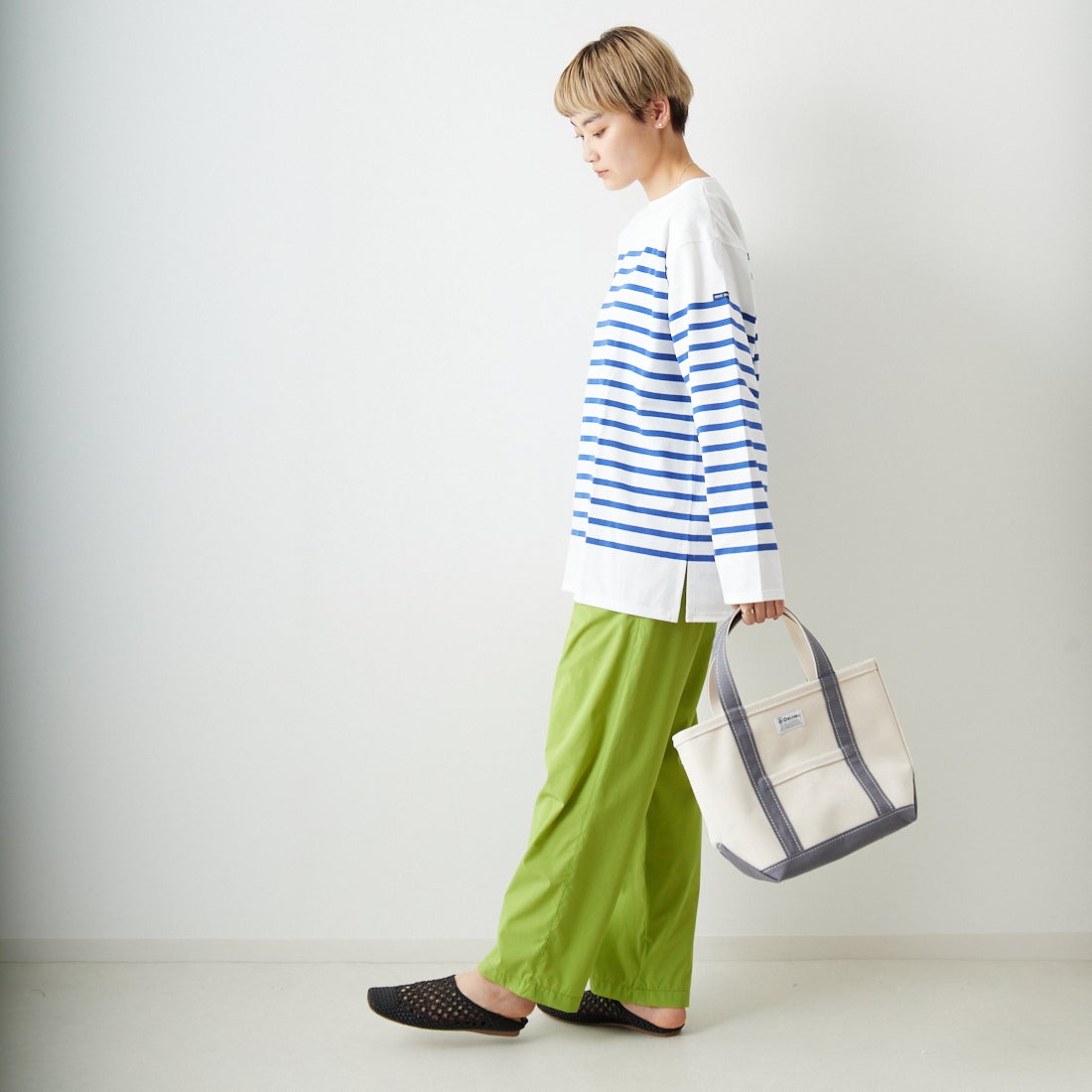 ST.JAMES [セントジェームス] NAVAL ナヴァル ロングスリーブTシャツ [99JC162-1R] NEI/GIT &&モデル身長：160cm 着用サイズ：7&&