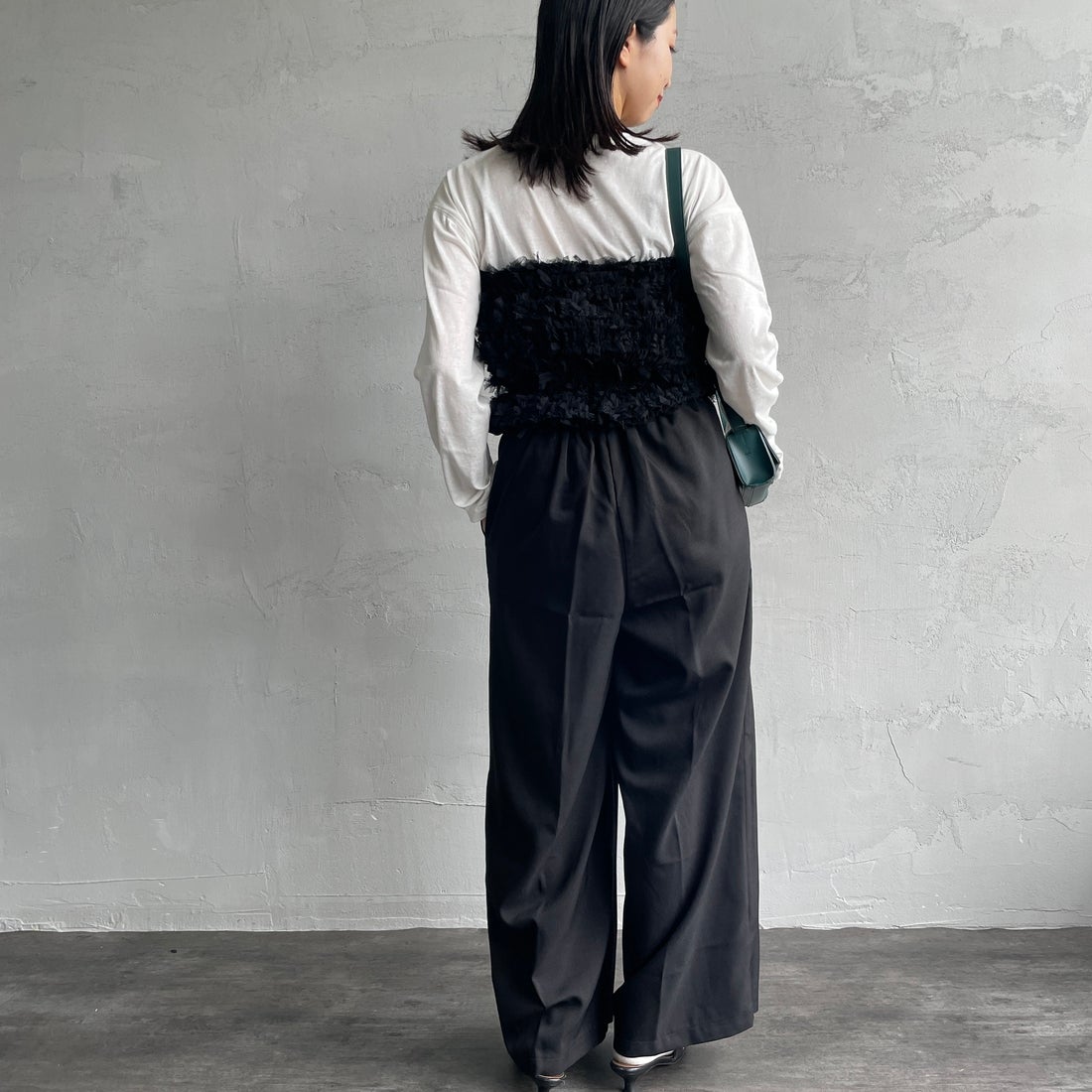 USINE [ユジーヌ] チュールビスチェ [2430902] BLACK &&モデル身長：163cm 着用サイズ：F&&