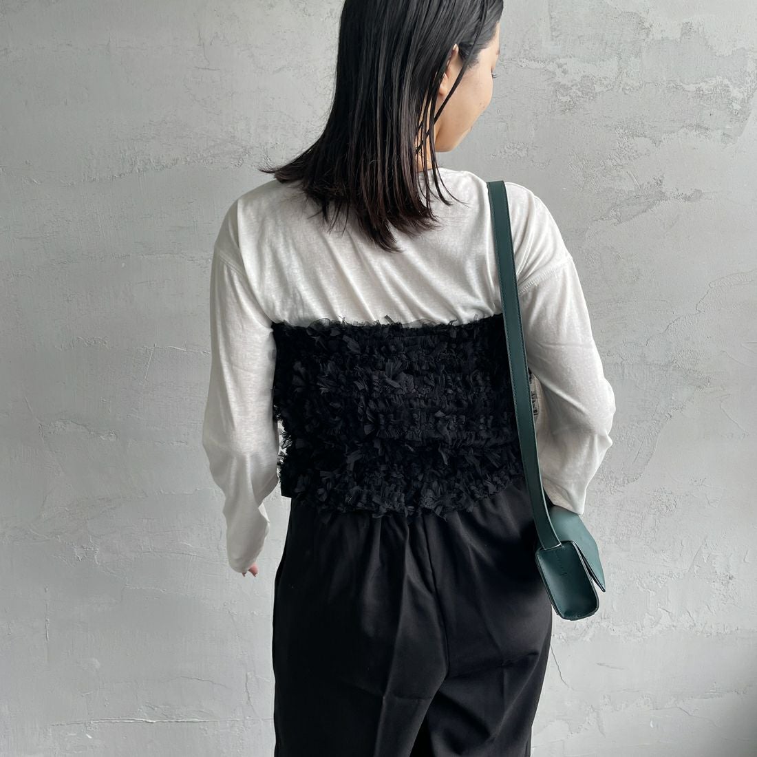 USINE [ユジーヌ] チュールビスチェ [2430902] BLACK &&モデル身長：163cm 着用サイズ：F&&