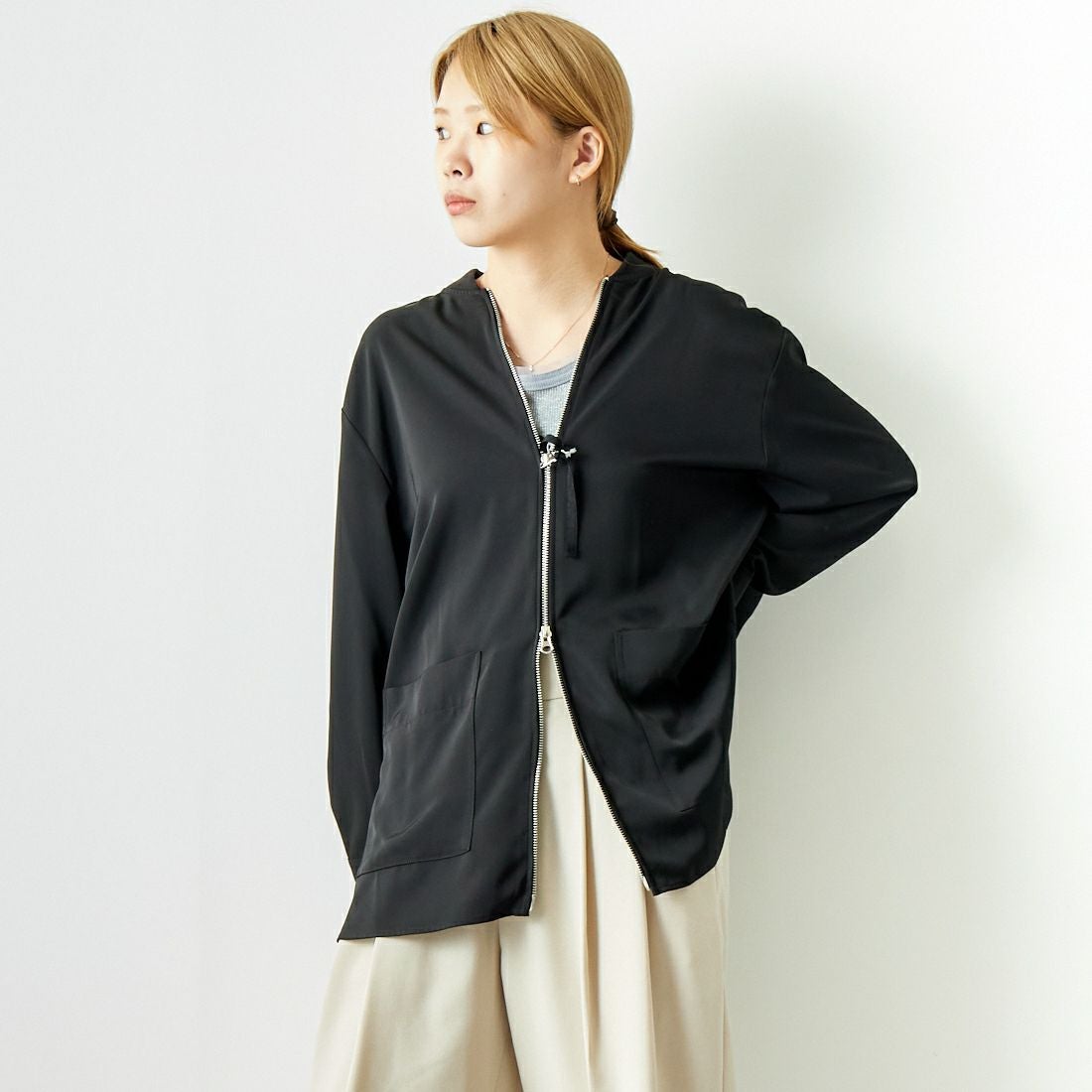 CHIGNON シニヨン オーバーブルゾン ブラック 2024秋冬 未使用 CHIGNON [シニヨン] ブルゾンシャツ [1644-018KK]｜ジーンズ