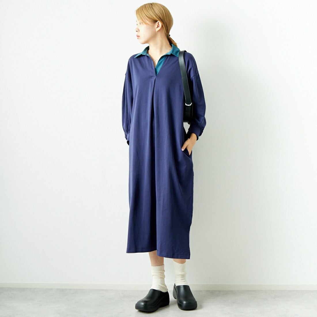 Jeans Factory Clothes [ジーンズファクトリークローズ] ラガーワンピース [143613] 48 ﾈｲﾋﾞｰ &&モデル身長：167cm 着用サイズ：F&&