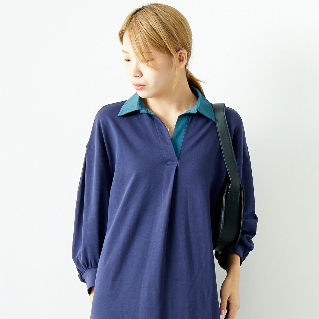 Jeans Factory Clothes [ジーンズファクトリークローズ] ラガーワンピース [143613] 48 ﾈｲﾋﾞｰ &&モデル身長：167cm 着用サイズ：F&&