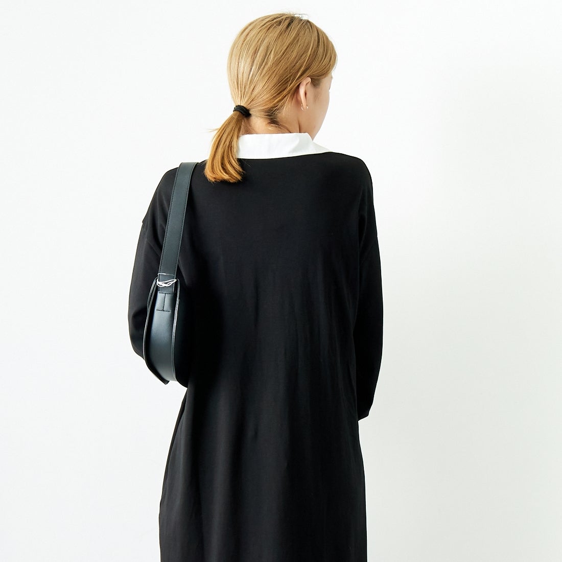 Jeans Factory Clothes [ジーンズファクトリークローズ] ラガーワンピース [143613] 09 ﾌﾞﾗｯｸ &&モデル身長：167cm 着用サイズ：F&&