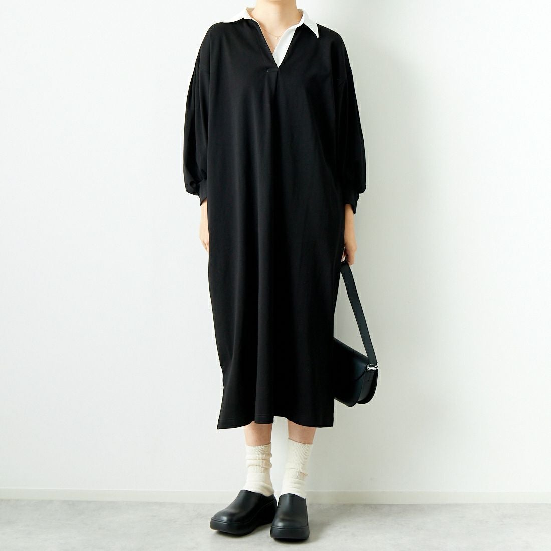 Jeans Factory Clothes [ジーンズファクトリークローズ] ラガーワンピース [143613] 09 ﾌﾞﾗｯｸ