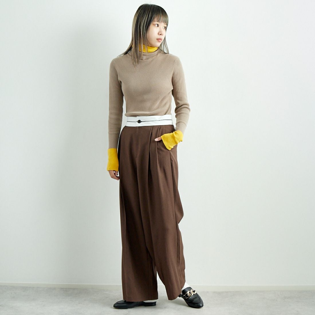 Jeans Factory Clothes [ジーンズファクトリークローズ] マーベルトパンツ [21243073] 037 ﾌﾞﾗｳﾝ &&モデル身長：167cm 着用サイズ：38&&