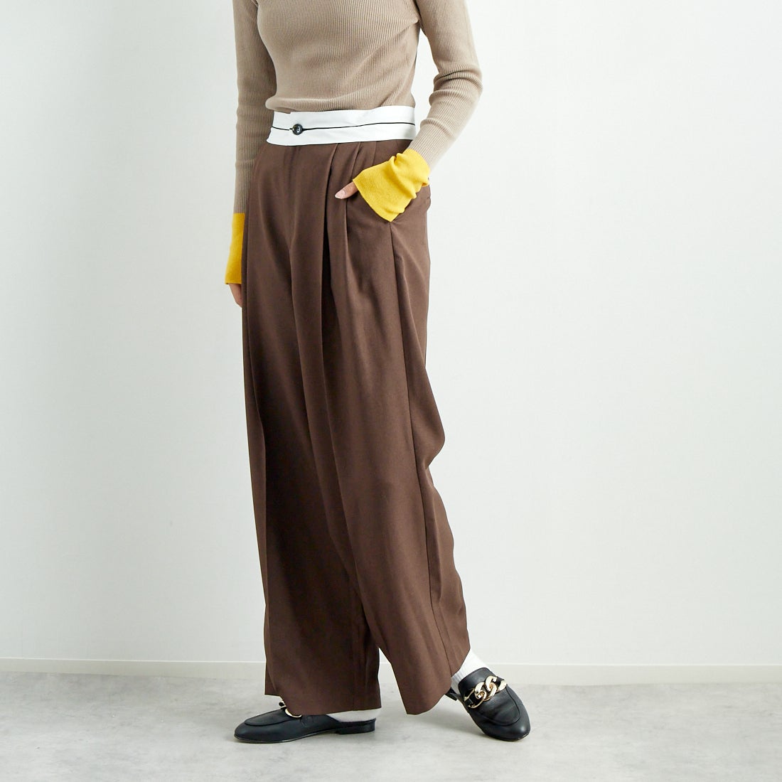 Jeans Factory Clothes [ジーンズファクトリークローズ] マーベルトパンツ [21243073] 037 ﾌﾞﾗｳﾝ &&モデル身長：167cm 着用サイズ：38&&