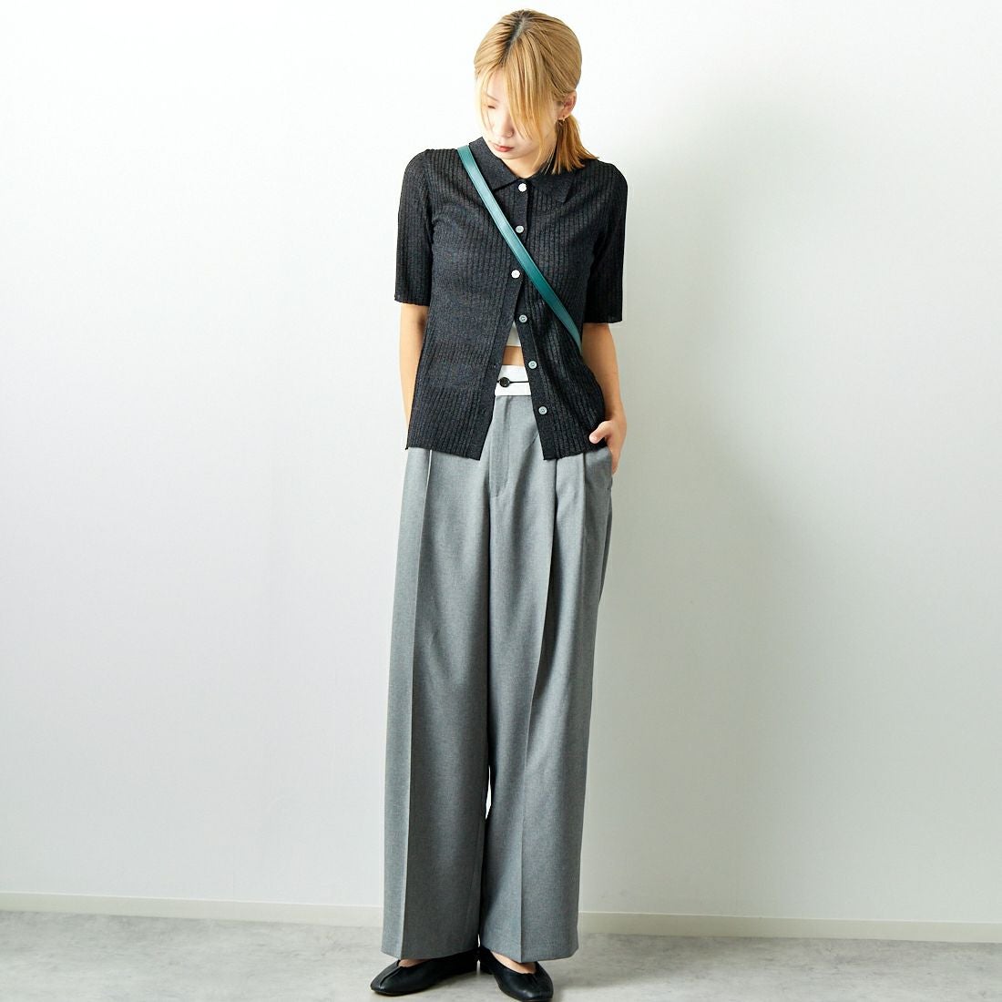 Jeans Factory Clothes [ジーンズファクトリークローズ] マーベルトパンツ [21243073] 002 Mｸﾞﾚｰ &&モデル身長：167cm 着用サイズ：38&&