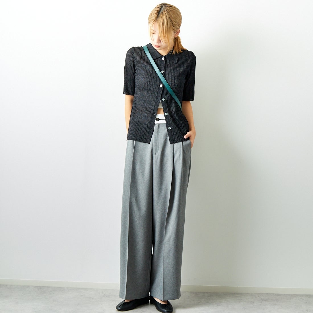 Jeans Factory Clothes [ジーンズファクトリークローズ] マーベルトパンツ [21243073] 002 Mｸﾞﾚｰ &&モデル身長：167cm 着用サイズ：38&&