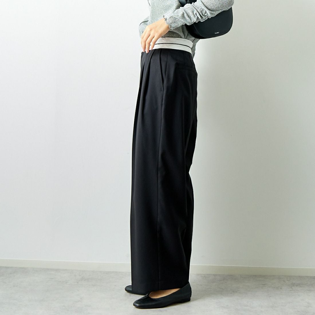 Jeans Factory Clothes [ジーンズファクトリークローズ] マーベルトパンツ [21243073] 004 ﾌﾞﾗｯｸ &&モデル身長：167cm 着用サイズ：38&&