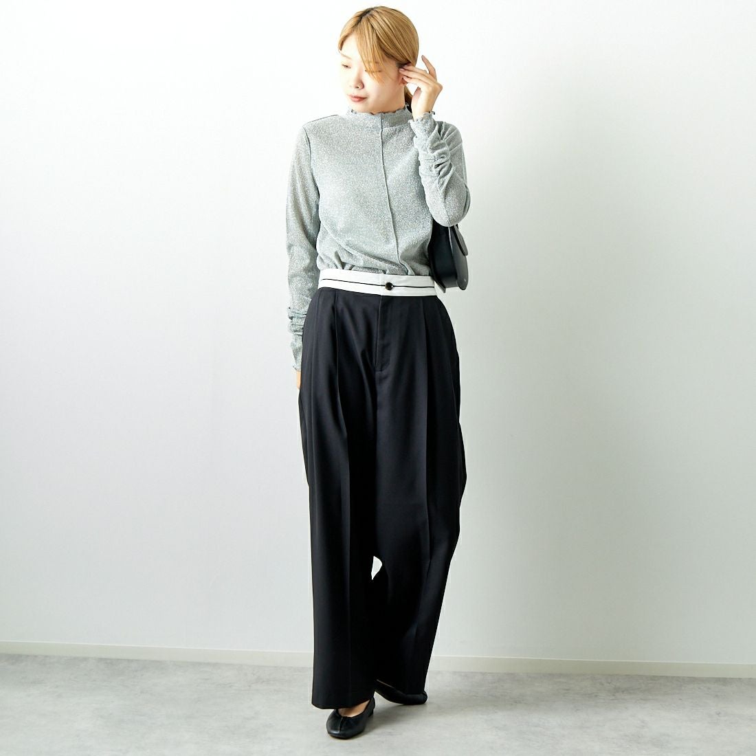 Jeans Factory Clothes [ジーンズファクトリークローズ] マーベルトパンツ [21243073] 004 ﾌﾞﾗｯｸ &&モデル身長：167cm 着用サイズ：38&&