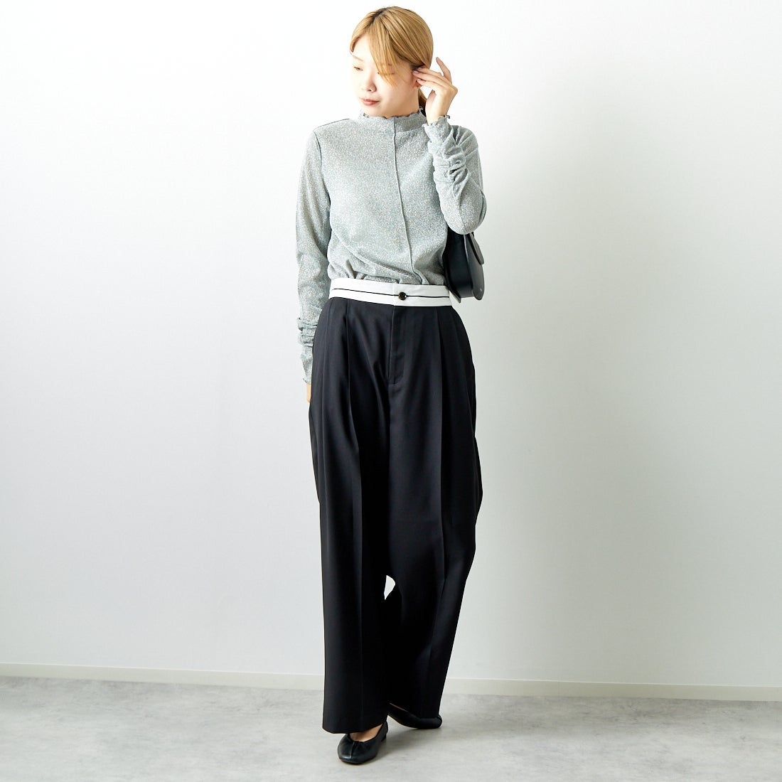 Jeans Factory Clothes [ジーンズファクトリークローズ] マーベルトパンツ [21243073] 004 ﾌﾞﾗｯｸ &&モデル身長：167cm 着用サイズ：38&&