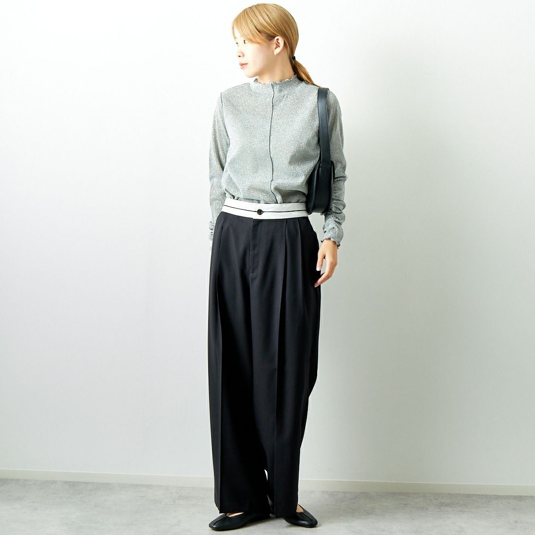 Jeans Factory Clothes [ジーンズファクトリークローズ] マーベルトパンツ [21243073] 004 ﾌﾞﾗｯｸ &&モデル身長：167cm 着用サイズ：38&&