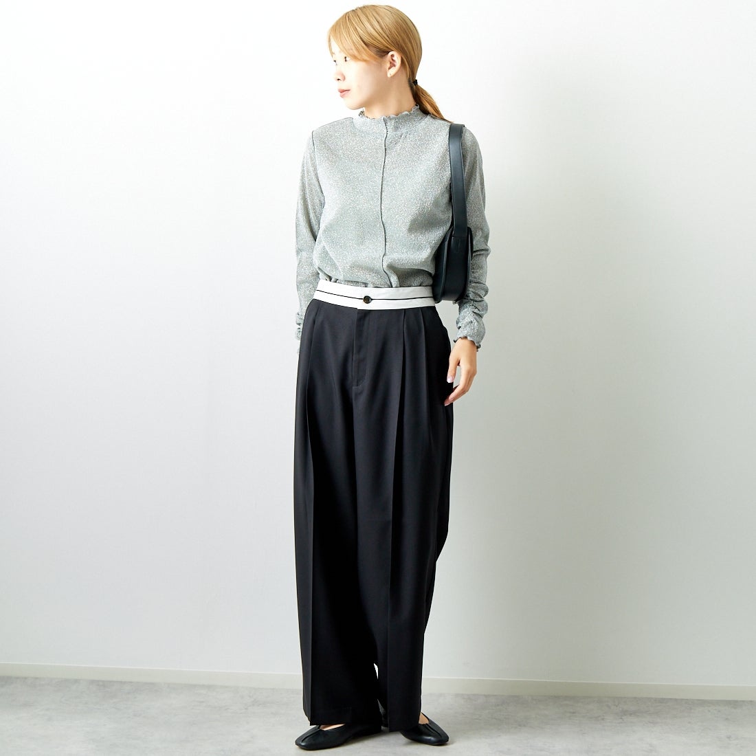 Jeans Factory Clothes [ジーンズファクトリークローズ] マーベルトパンツ [21243073] 004 ﾌﾞﾗｯｸ &&モデル身長：167cm 着用サイズ：38&&