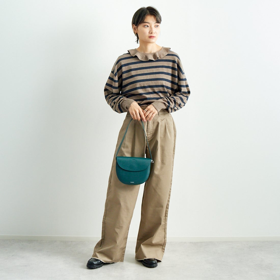 Jeans Factory Clothes [ジーンズファクトリークローズ] チノワイドパンツ [24SSINW-01PN] ﾍﾞｰｼﾞｭ &&モデル身長：160cm 着用サイズ：M&&