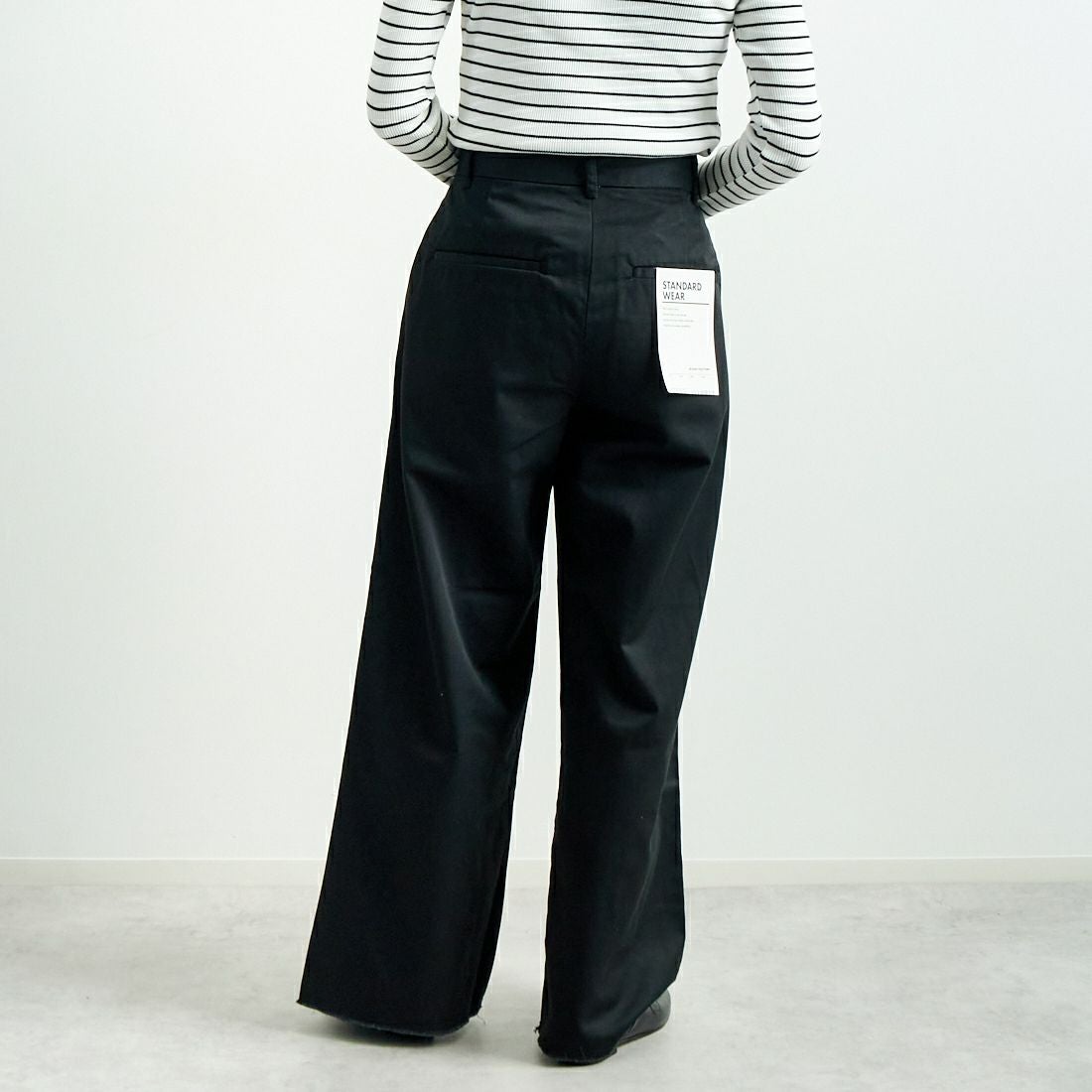 Jeans Factory Clothes [ジーンズファクトリークローズ] チノワイドパンツ [24SSINW-01PN] ﾌﾞﾗｯｸ &&モデル身長：160cm 着用サイズ：S&&