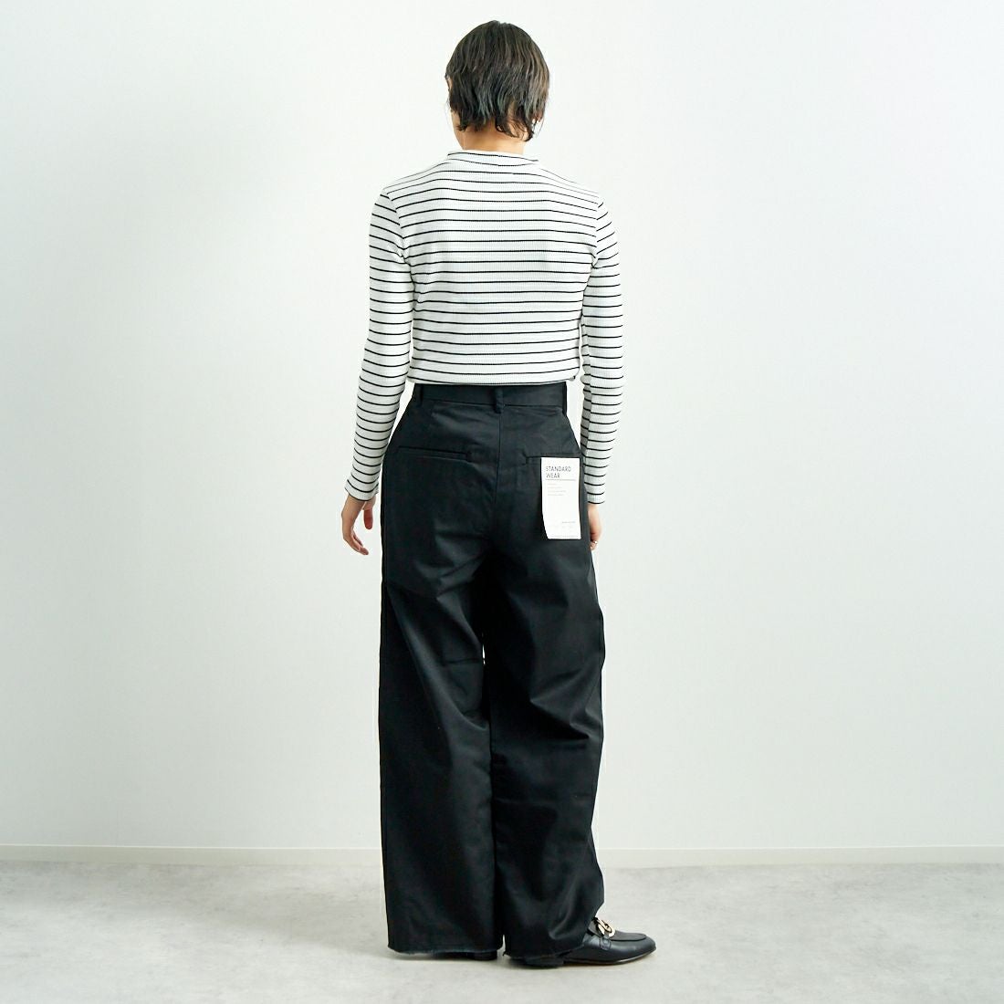 Jeans Factory Clothes [ジーンズファクトリークローズ] チノワイドパンツ [24SSINW-01PN] ﾌﾞﾗｯｸ &&モデル身長：160cm 着用サイズ：S&&