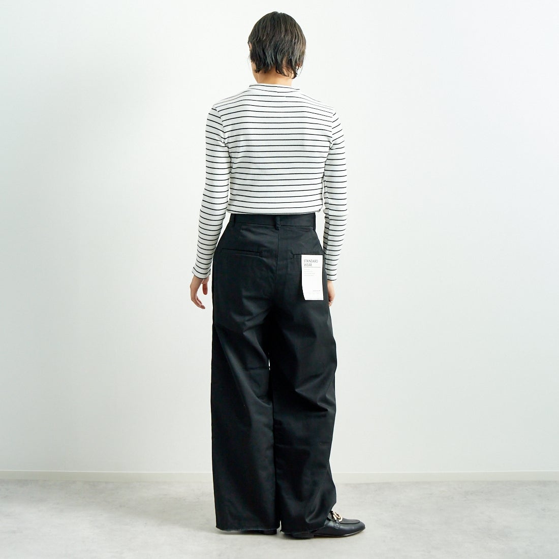 Jeans Factory Clothes [ジーンズファクトリークローズ] チノワイドパンツ [24SSINW-01PN] ﾌﾞﾗｯｸ &&モデル身長：160cm 着用サイズ：S&&
