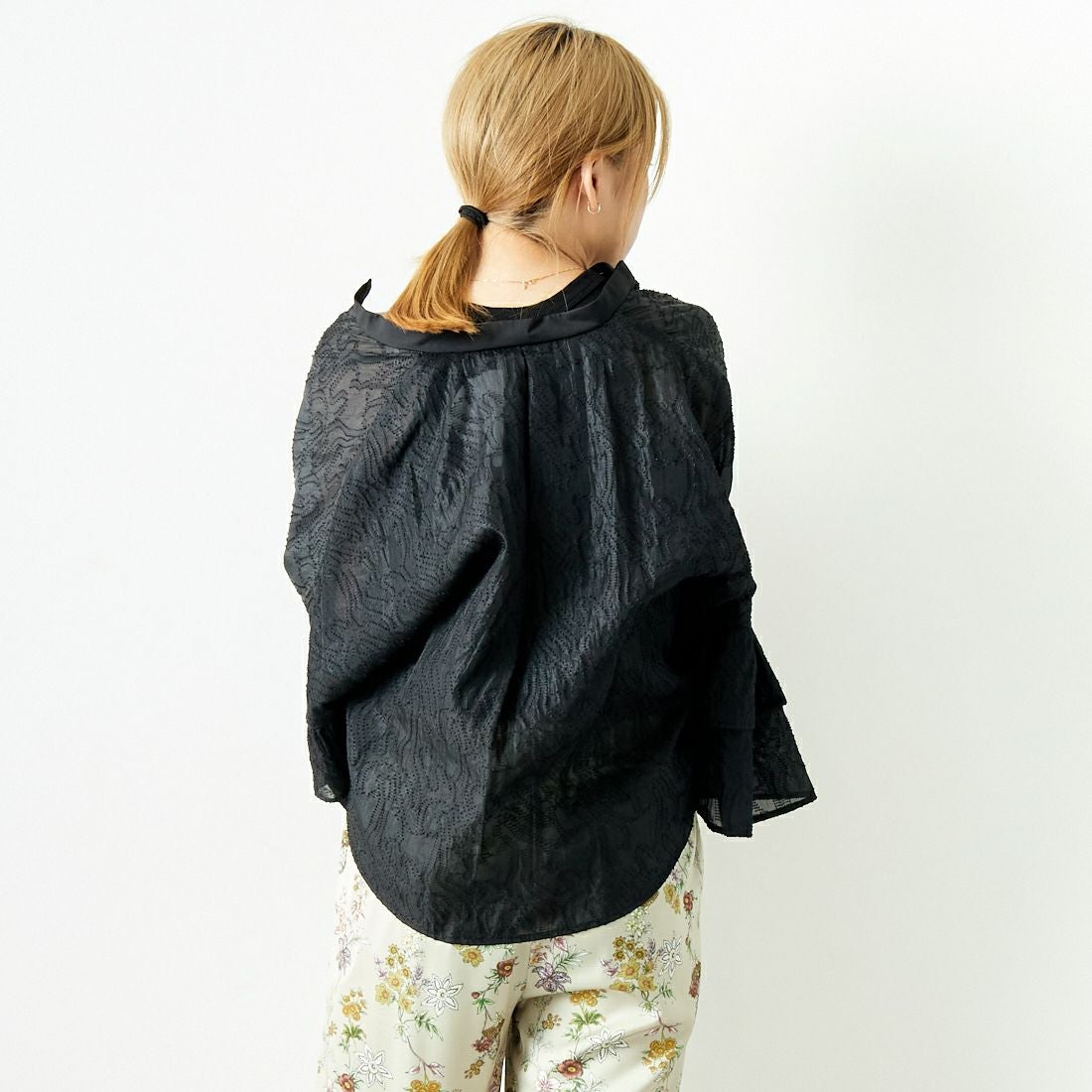 Jeans Factory Clothes [ジーンズファクトリークローズ] カットジャガードシャツジャケット [7443332] BLACK &&モデル身長：167cm 着用サイズ：F&&