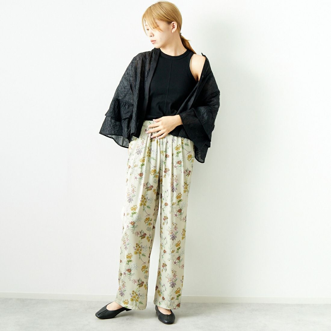 Jeans Factory Clothes [ジーンズファクトリークローズ] カットジャガードシャツジャケット [7443332] BLACK &&モデル身長：167cm 着用サイズ：F&&