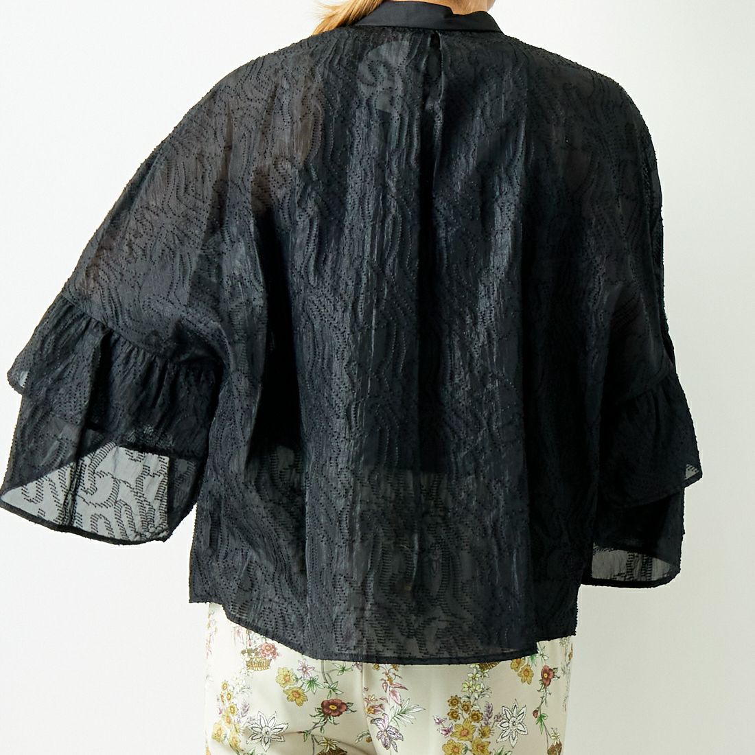 Jeans Factory Clothes [ジーンズファクトリークローズ] カットジャガードシャツジャケット [7443332] BLACK &&モデル身長：167cm 着用サイズ：F&&