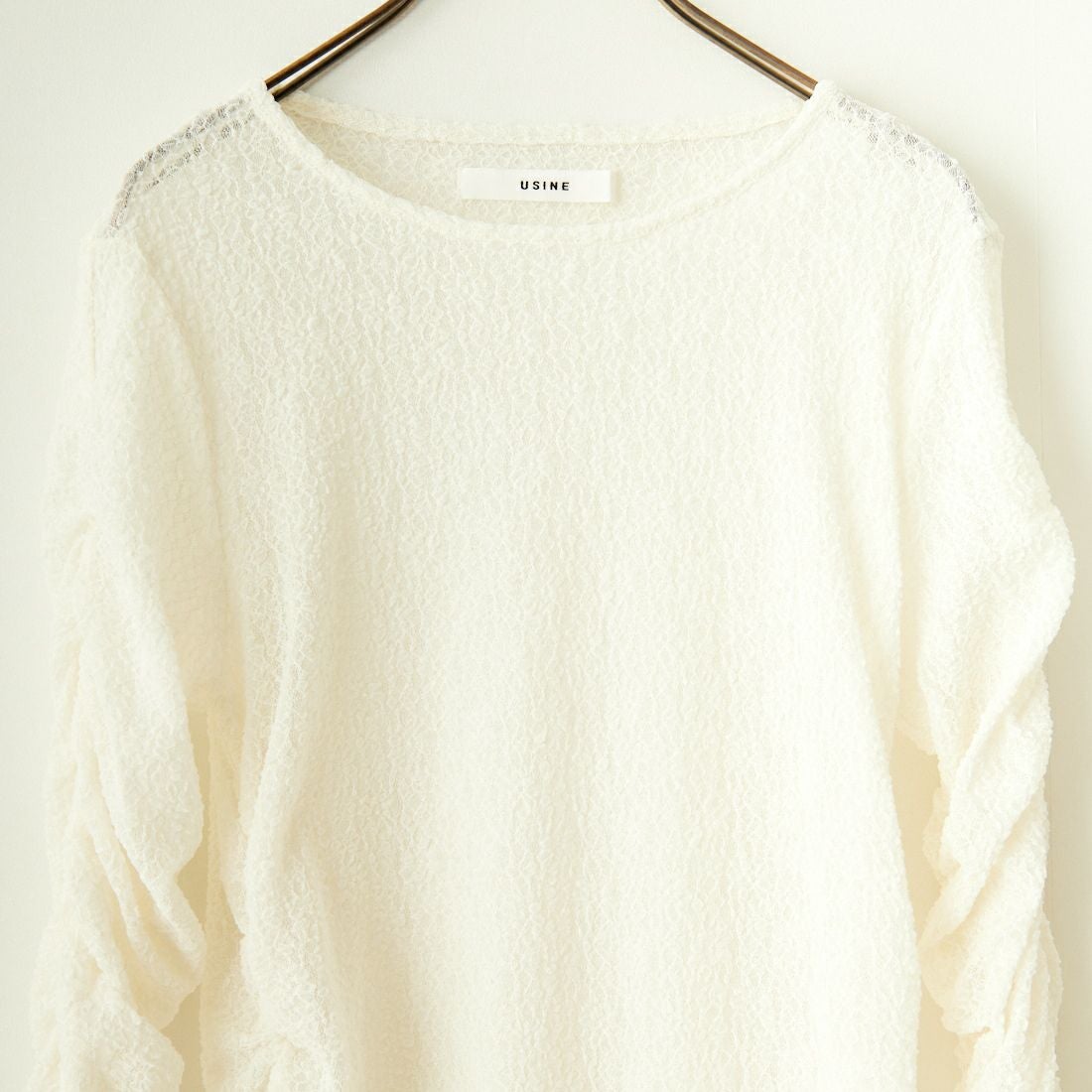 USINE [ユジーヌ] レースギャザーロングスリーブTシャツ [2430801] WHITE