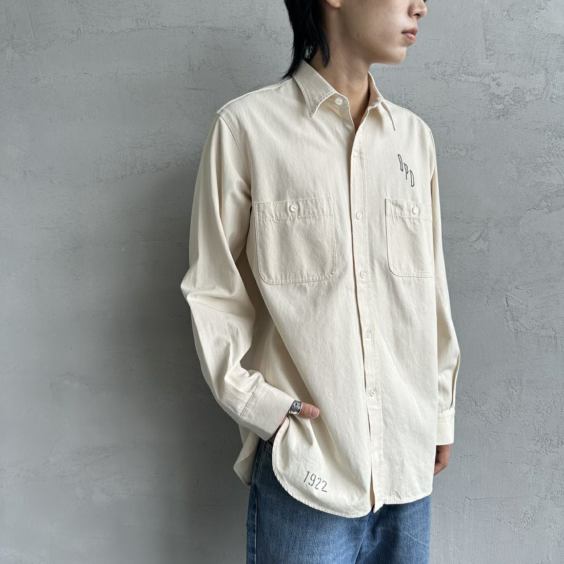 PAY DAY [ペイデイ] 別注 シャンブレーシャツ [PD21-SH-IN4-JF] KINARI &&モデル身長：179cm 着用サイズ：L&&