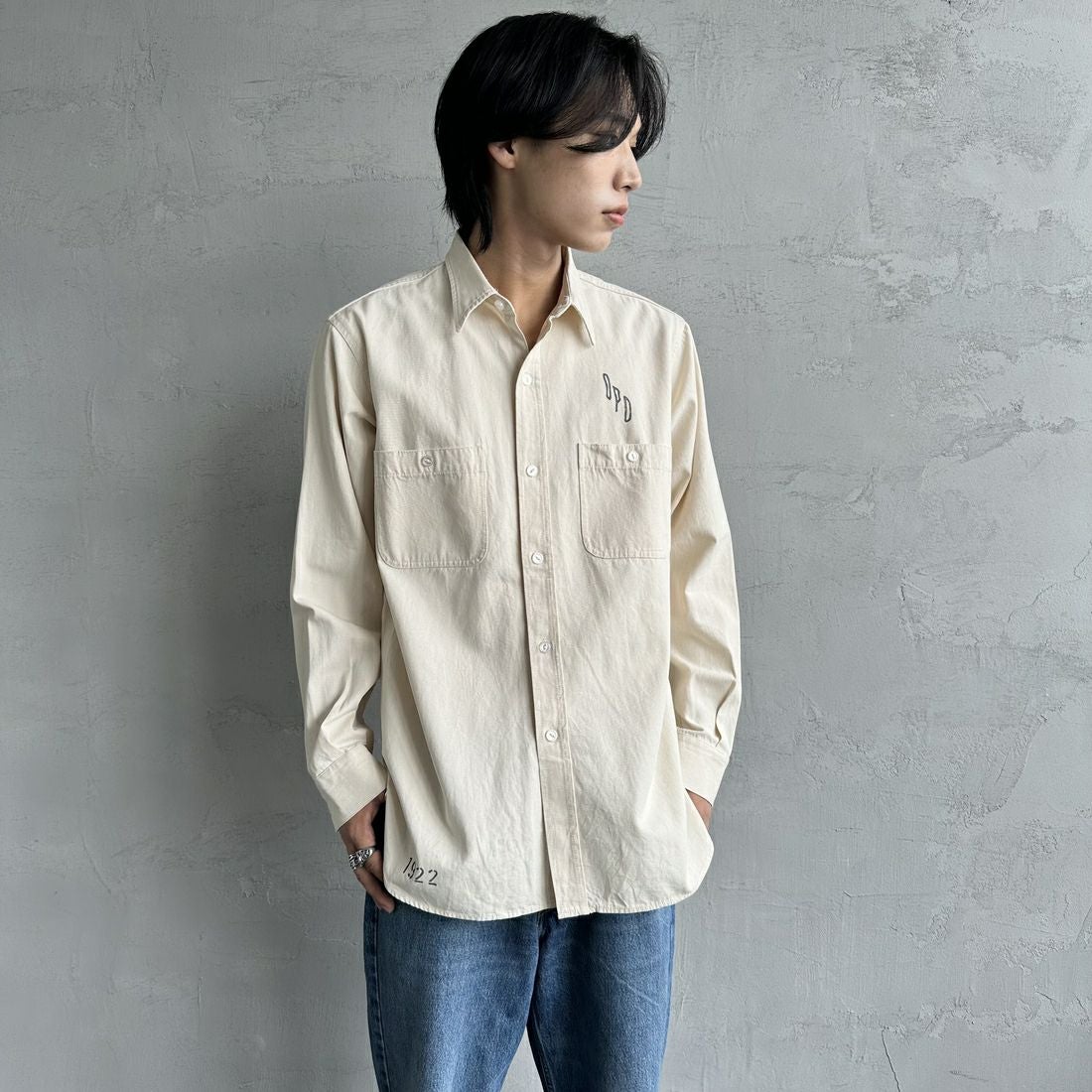 PAY DAY [ペイデイ] 別注 シャンブレーシャツ [PD21-SH-IN4-JF] KINARI &&モデル身長：179cm 着用サイズ：L&&