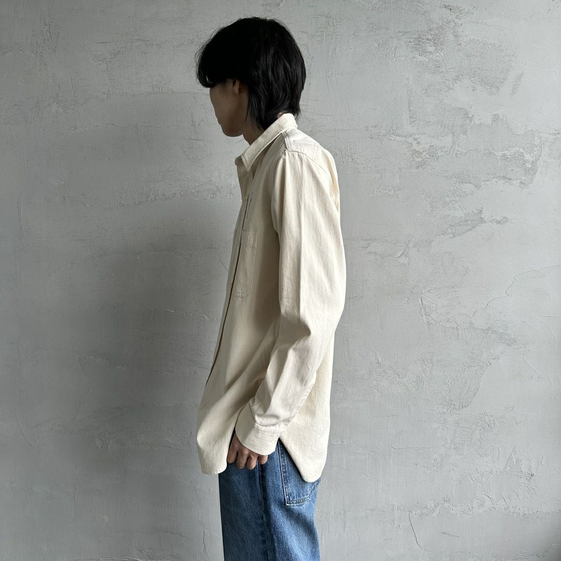 PAY DAY [ペイデイ] 別注 シャンブレーシャツ [PD21-SH-IN4-JF] KINARI &&モデル身長：179cm 着用サイズ：L&&