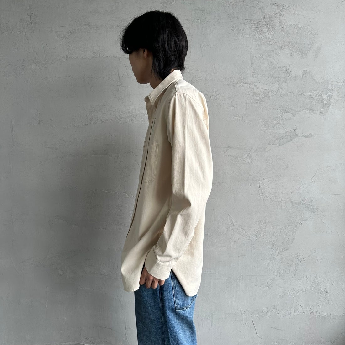 PAY DAY [ペイデイ] 別注 シャンブレーシャツ [PD21-SH-IN4-JF] KINARI &&モデル身長：179cm 着用サイズ：L&&