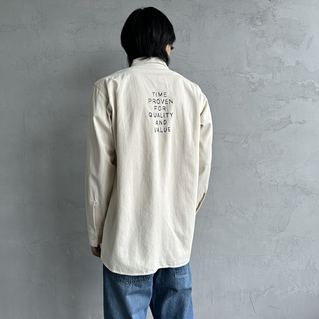 PAY DAY [ペイデイ] 別注 シャンブレーシャツ [PD21-SH-IN4-JF] KINARI &&モデル身長：179cm 着用サイズ：L&&