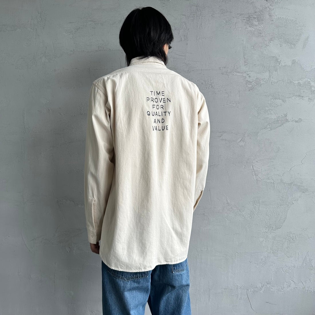PAY DAY [ペイデイ] 別注 シャンブレーシャツ [PD21-SH-IN4-JF] KINARI &&モデル身長：179cm 着用サイズ：L&&