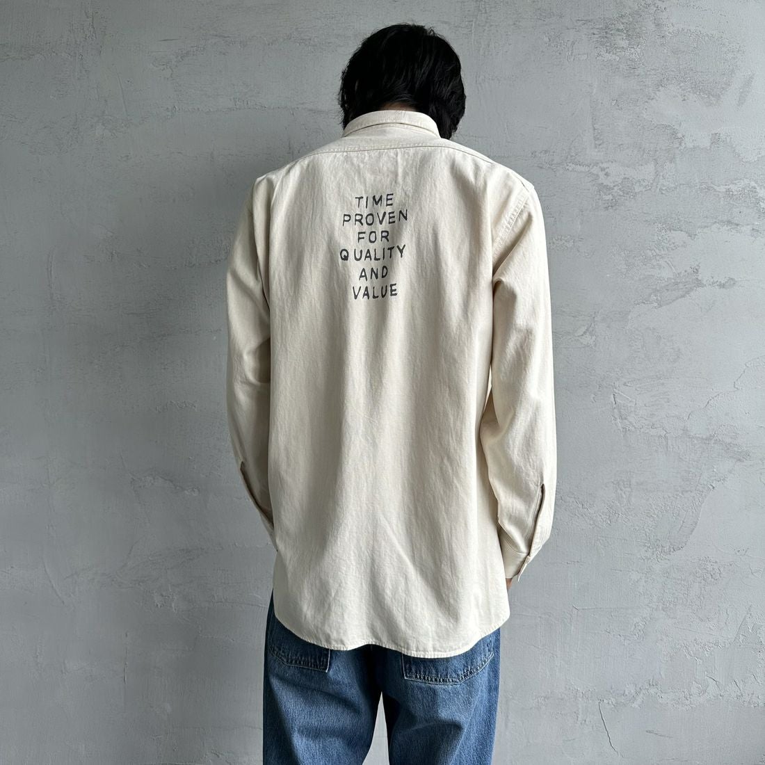 PAY DAY [ペイデイ] 別注 シャンブレーシャツ [PD21-SH-IN4-JF] KINARI &&モデル身長：179cm 着用サイズ：L&&