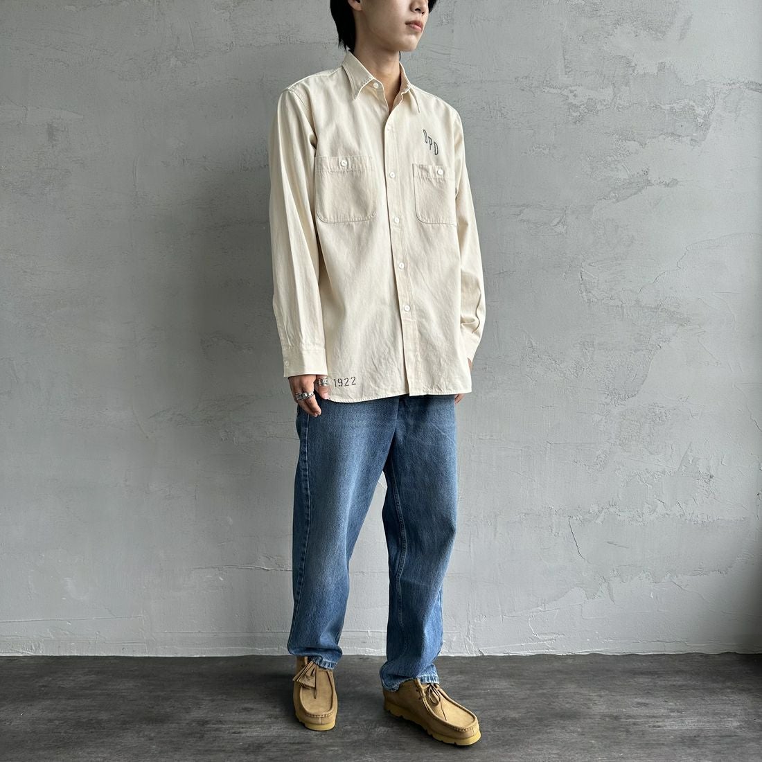 PAY DAY [ペイデイ] 別注 シャンブレーシャツ [PD21-SH-IN4-JF] KINARI &&モデル身長：179cm 着用サイズ：L&&