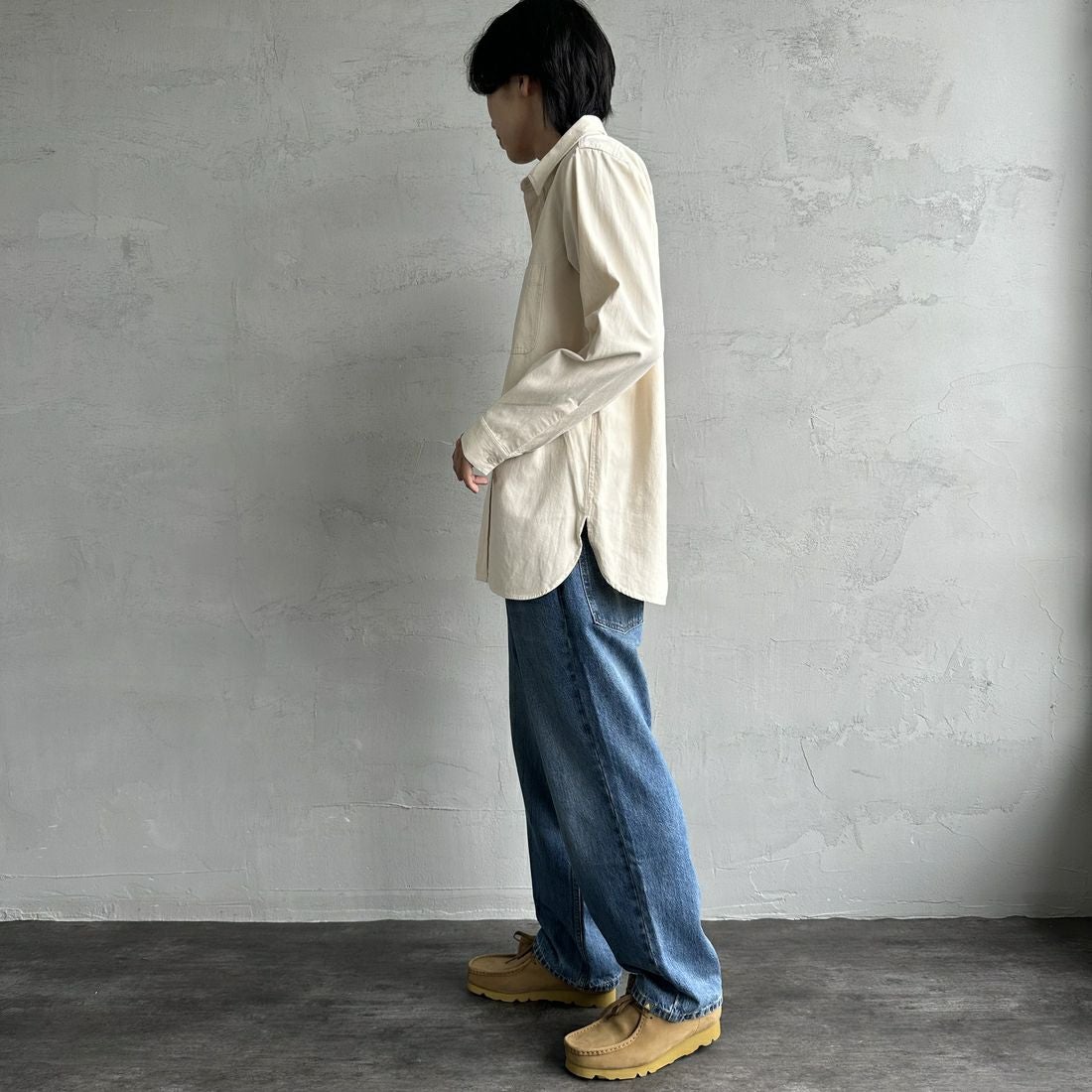 PAY DAY [ペイデイ] 別注 シャンブレーシャツ [PD21-SH-IN4-JF] KINARI &&モデル身長：179cm 着用サイズ：L&&