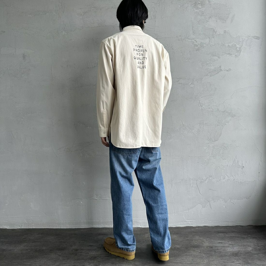 PAY DAY [ペイデイ] 別注 シャンブレーシャツ [PD21-SH-IN4-JF] KINARI &&モデル身長：179cm 着用サイズ：L&&