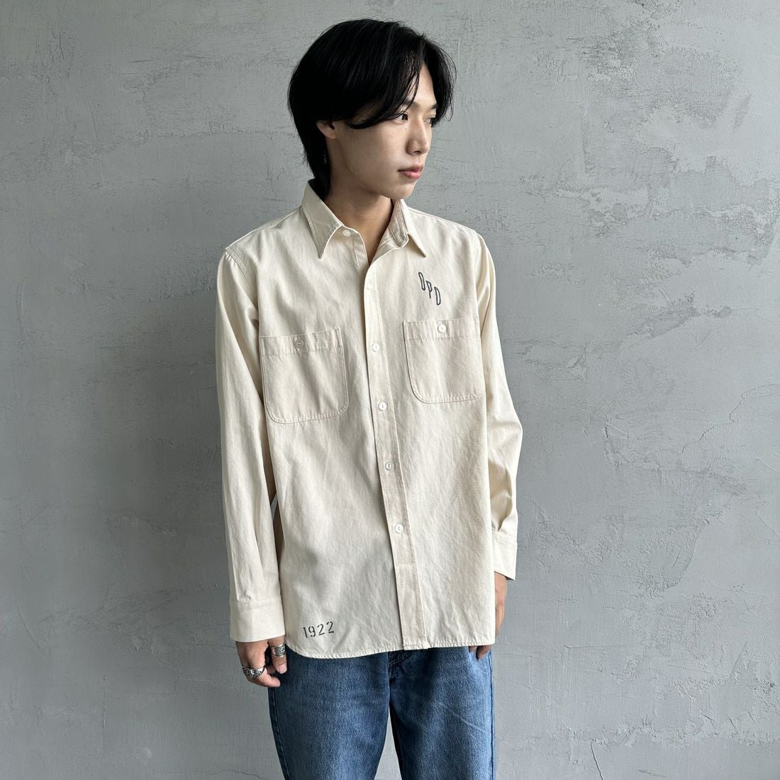 PAY DAY [ペイデイ] 別注 シャンブレーシャツ [PD21-SH-IN4-JF] KINARI &&モデル身長：179cm 着用サイズ：M&&