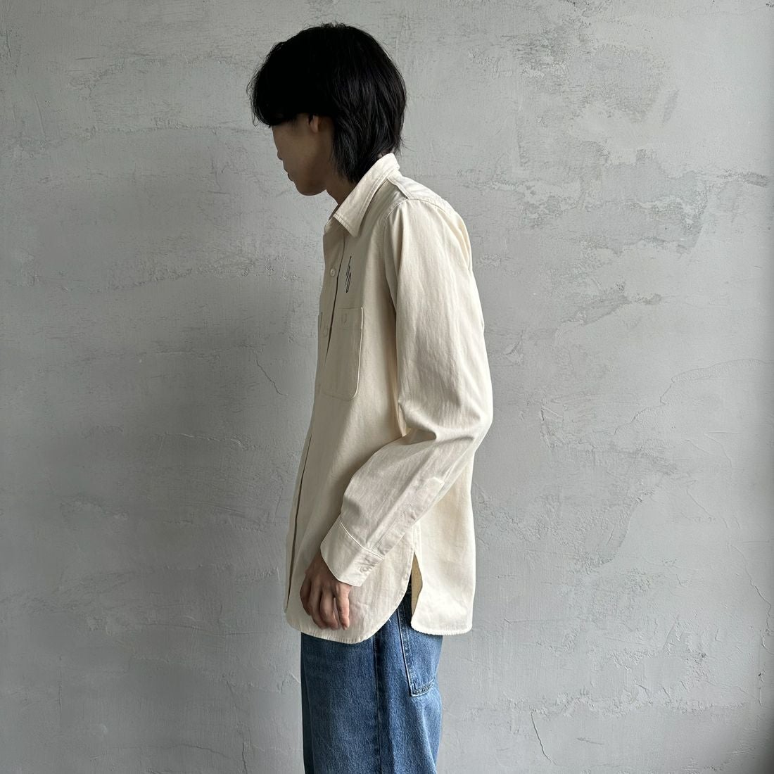 PAY DAY [ペイデイ] 別注 シャンブレーシャツ [PD21-SH-IN4-JF] KINARI &&モデル身長：179cm 着用サイズ：M&&