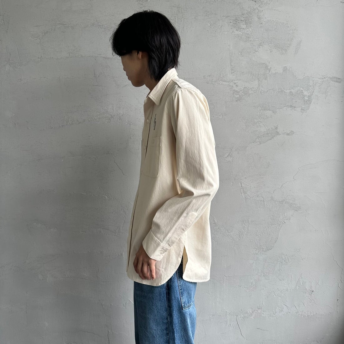 PAY DAY [ペイデイ] 別注 シャンブレーシャツ [PD21-SH-IN4-JF] KINARI &&モデル身長：179cm 着用サイズ：M&&
