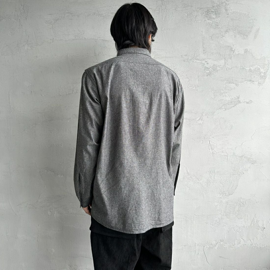 PAY DAY [ペイデイ] 別注 シャンブレーシャツ [PD21-SH-IN4-JF] BLACK &&モデル身長：179cm 着用サイズ：L&&