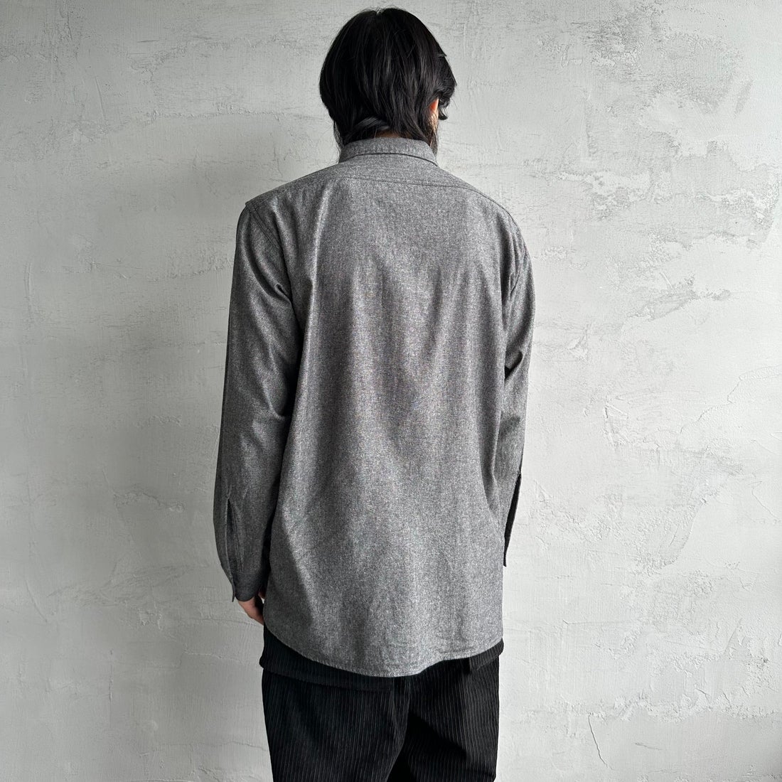PAY DAY [ペイデイ] 別注 シャンブレーシャツ [PD21-SH-IN4-JF] BLACK &&モデル身長：179cm 着用サイズ：L&&