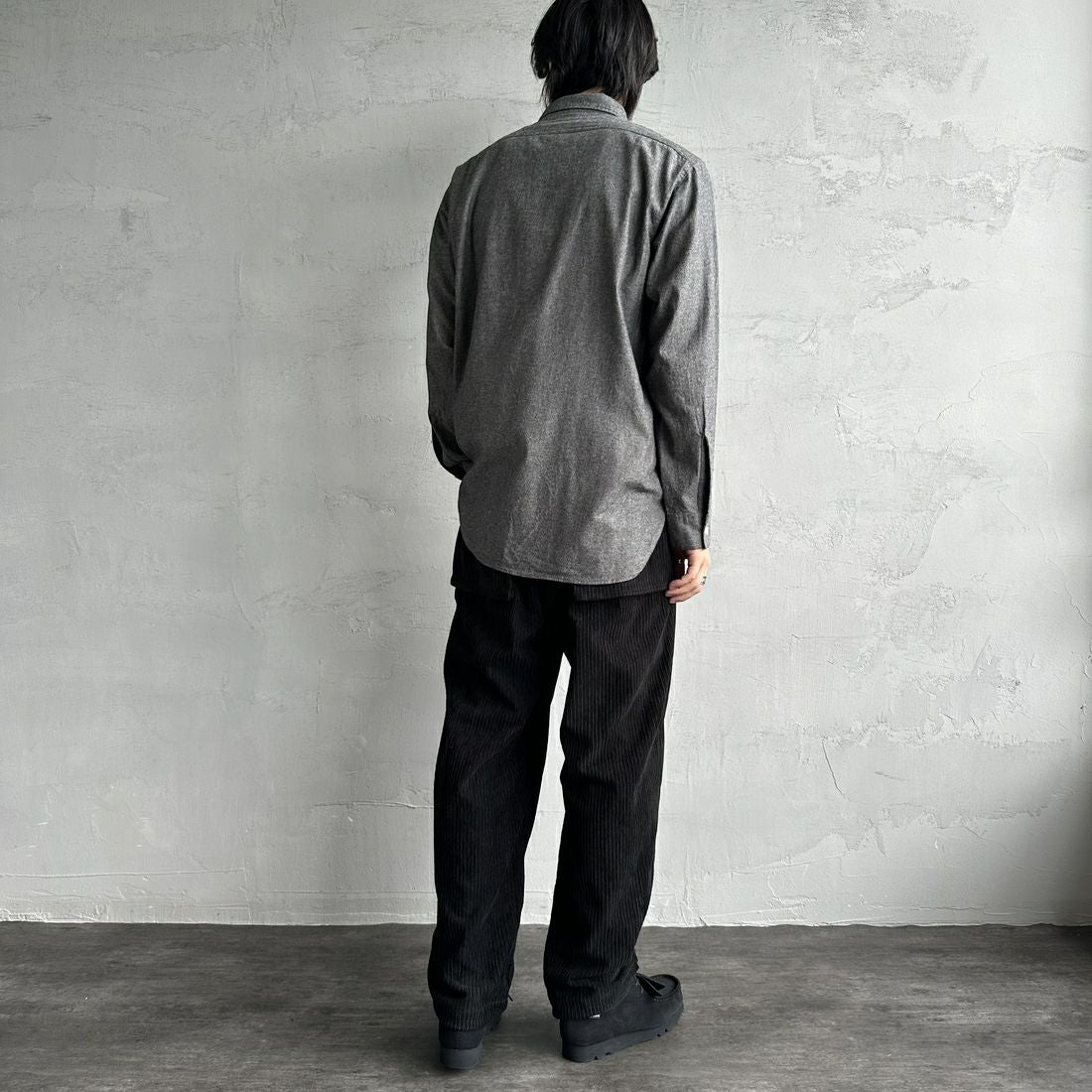 PAY DAY [ペイデイ] 別注 シャンブレーシャツ [PD21-SH-IN4-JF] BLACK &&モデル身長：179cm 着用サイズ：L&&